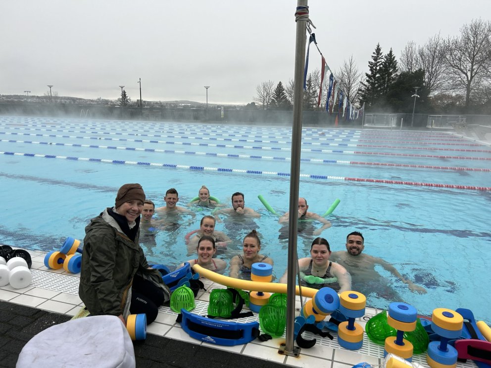 Ánægðir meistaranemar að aflokinni æfingu.