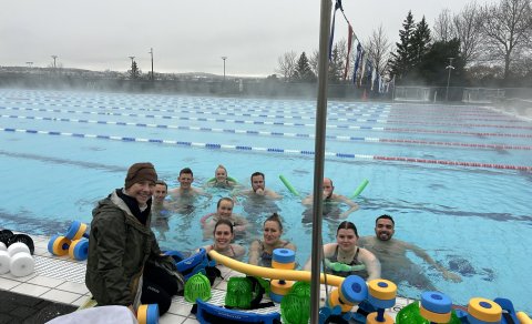 Ánægðir meistaranemar að aflokinni æfingu.